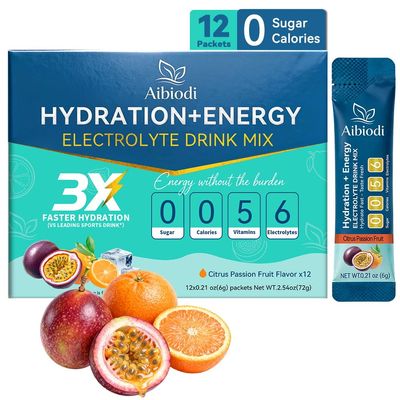 Aibiodi Electrolytes Powder Packets - Sugar Free & Zero Calorie Liquid Daily IV Drink Mix - Instant Hydration & Energy Supplement with 6 Electrolytes and 5 Vitamins, Keto Friendly & Vegan - 12 Sticks