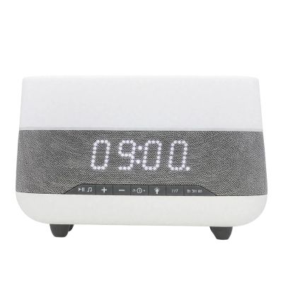 byepica 300Ml Humidifier and Essential Oil Diffuser with Clock and Speaker, 7-Color Night Light in White