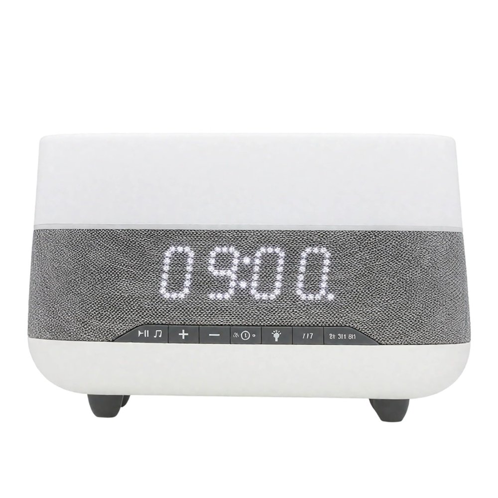 byepica 300Ml Humidifier and Essential Oil Diffuser with Clock and Speaker, 7-Color Night Light in White