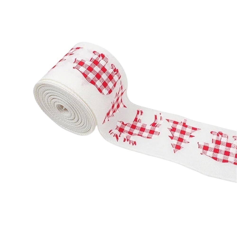 10 Yards Red Green Star Snowflake Colorful Ribbon Elk Holiday Decorative Ribbon Christmas(1Pcs-H)