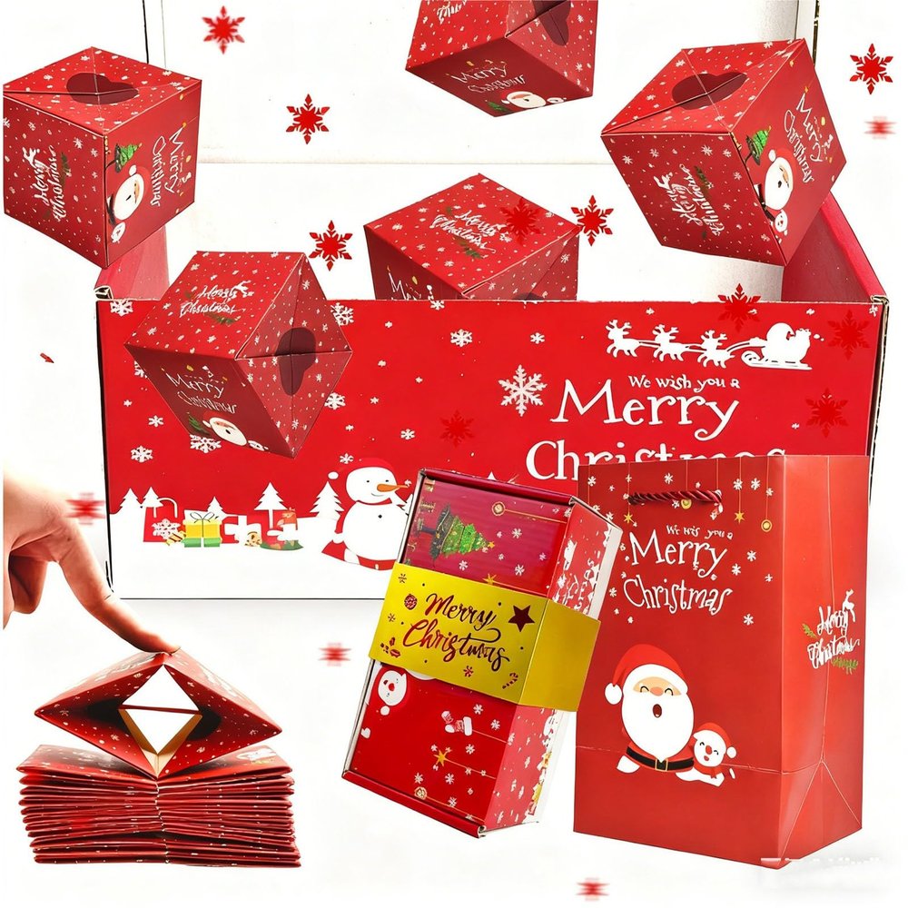 10Pcs Surprise Gift Box Explosion for Money, Christmas Surprise Gift Box Unique Folding Bouncing Envelope Boxs, Christmas Money Boxs for Birthday Anniversary (10 Boxes E)