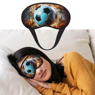 Sleep Mask for Side Sleeper Women Men, Blackout Sleeping Mask Soccer Ball Flying in The air Silk Eye Masks Super Soft Breathable Night Blindfold Sleep Eye Cover with Elastic Strap for Travel