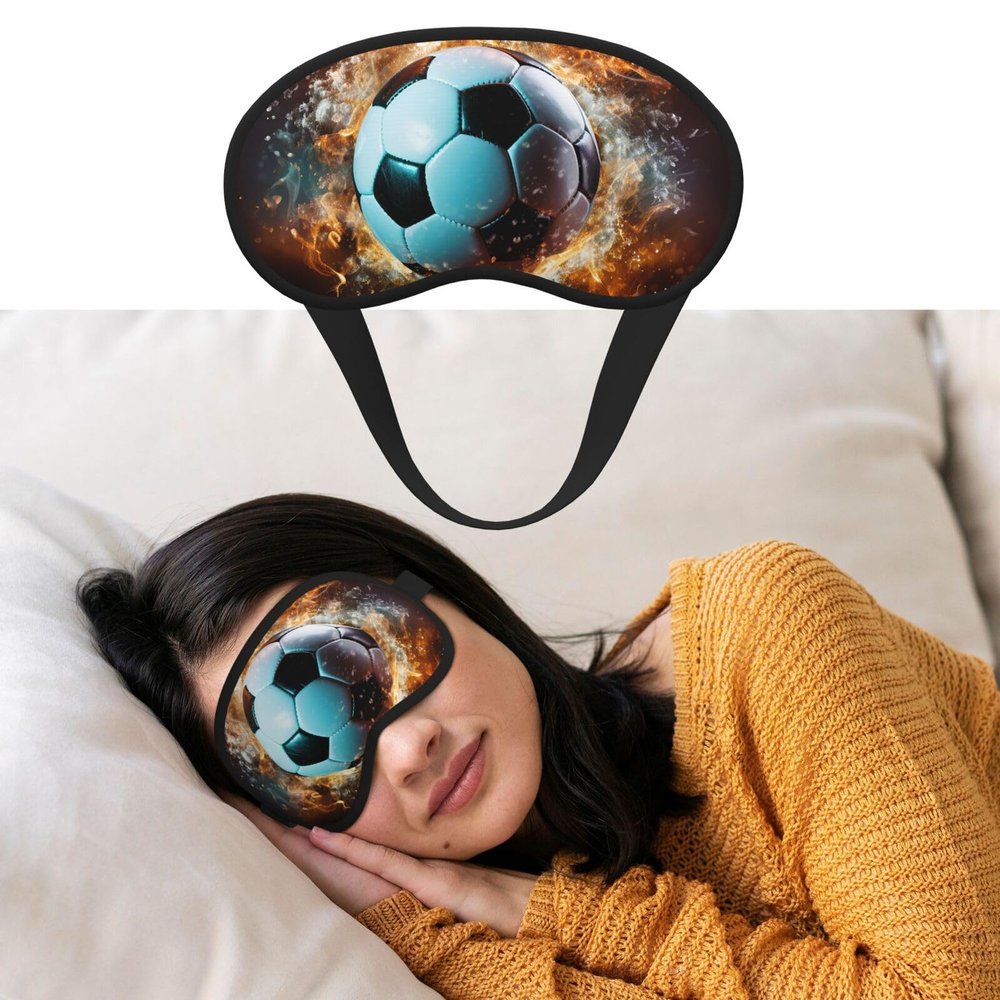Sleep Mask for Side Sleeper Women Men, Blackout Sleeping Mask Soccer Ball Flying in The air Silk Eye Masks Super Soft Breathable Night Blindfold Sleep Eye Cover with Elastic Strap for Travel