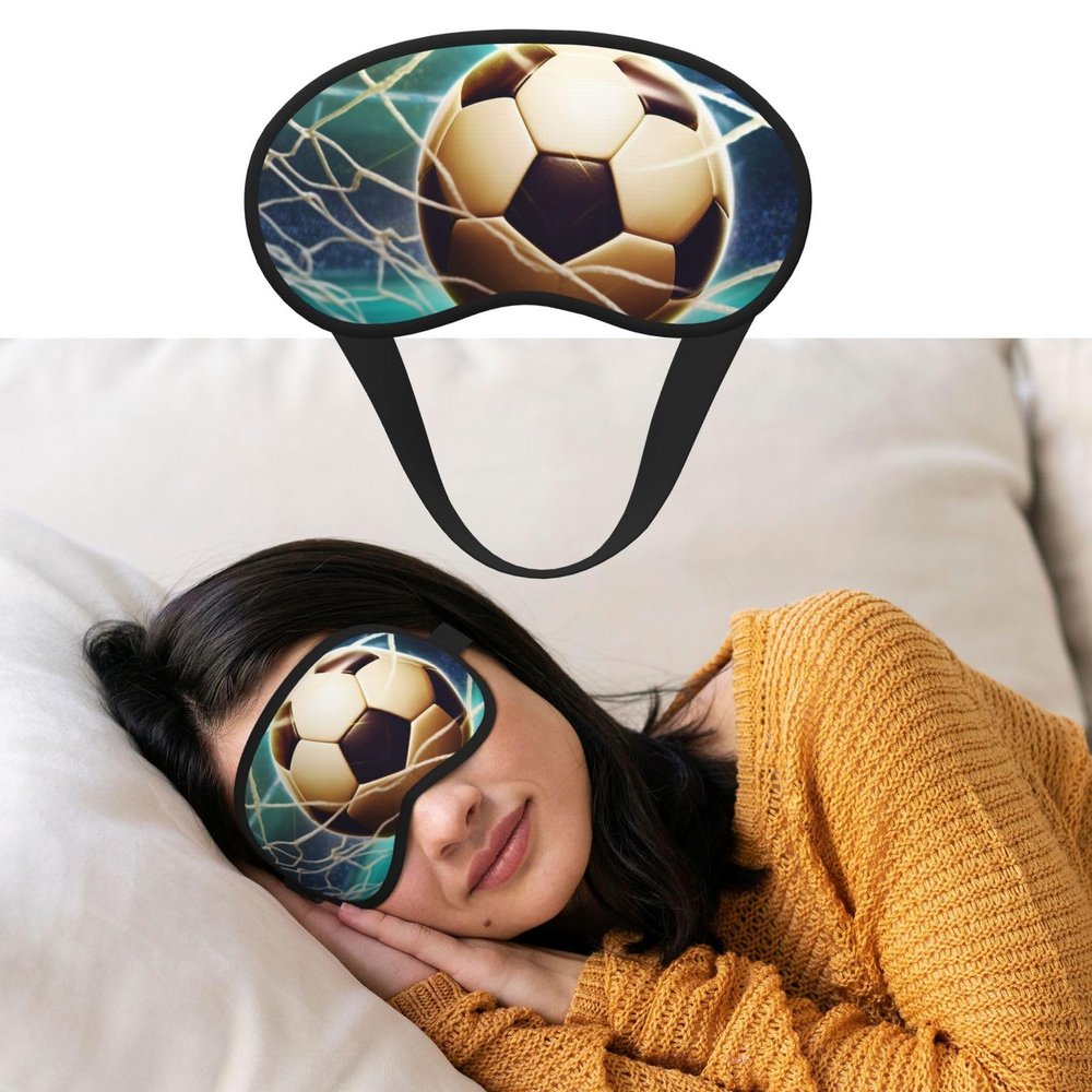 Sleep Mask for Side Sleeper Women Men, Blackout Sleeping Mask Goal Soccer Silk Eye Masks Super Soft Breathable Night Blindfold Sleep Eye Cover with Elastic Strap for Travel