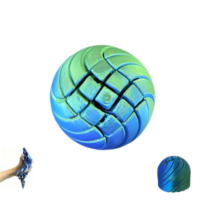 3D Printing Slime Ball Fidget Toy, Gear Liquid Flow Ball Sensory Fidget, 3D Printed Fidget Stress Relief Sphere, Sensation Stress Relief Balls for Anxiety ADHD (Blue Green)