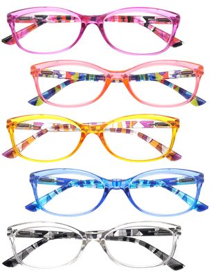 OLOMEE Reading Glasses for Women Ladies Cute Cateye Readers +3.50 Stylish Colorful Cheaters Reading Glasses Lightweight Frames&Comfortable Fit 5 Pack
