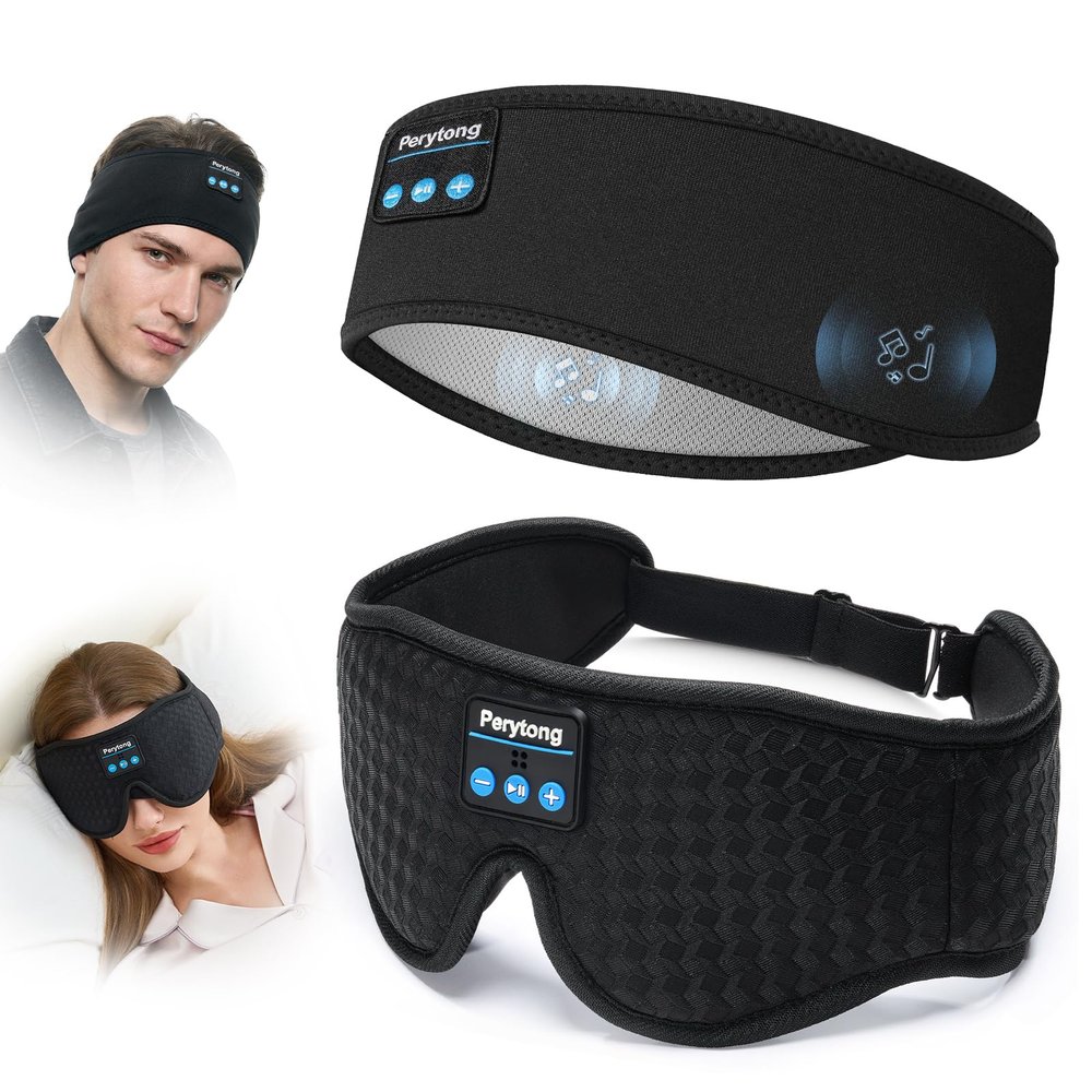 2-Pack Sleep Headphones Bluetooth 3D Sleep Mask & Wireless Headband Headphone with Ultra-Thin Speakers, Sleeping Headphones for Side Sleepers, Running, Workout, Insomniac, Travel, Gifts, Meditation