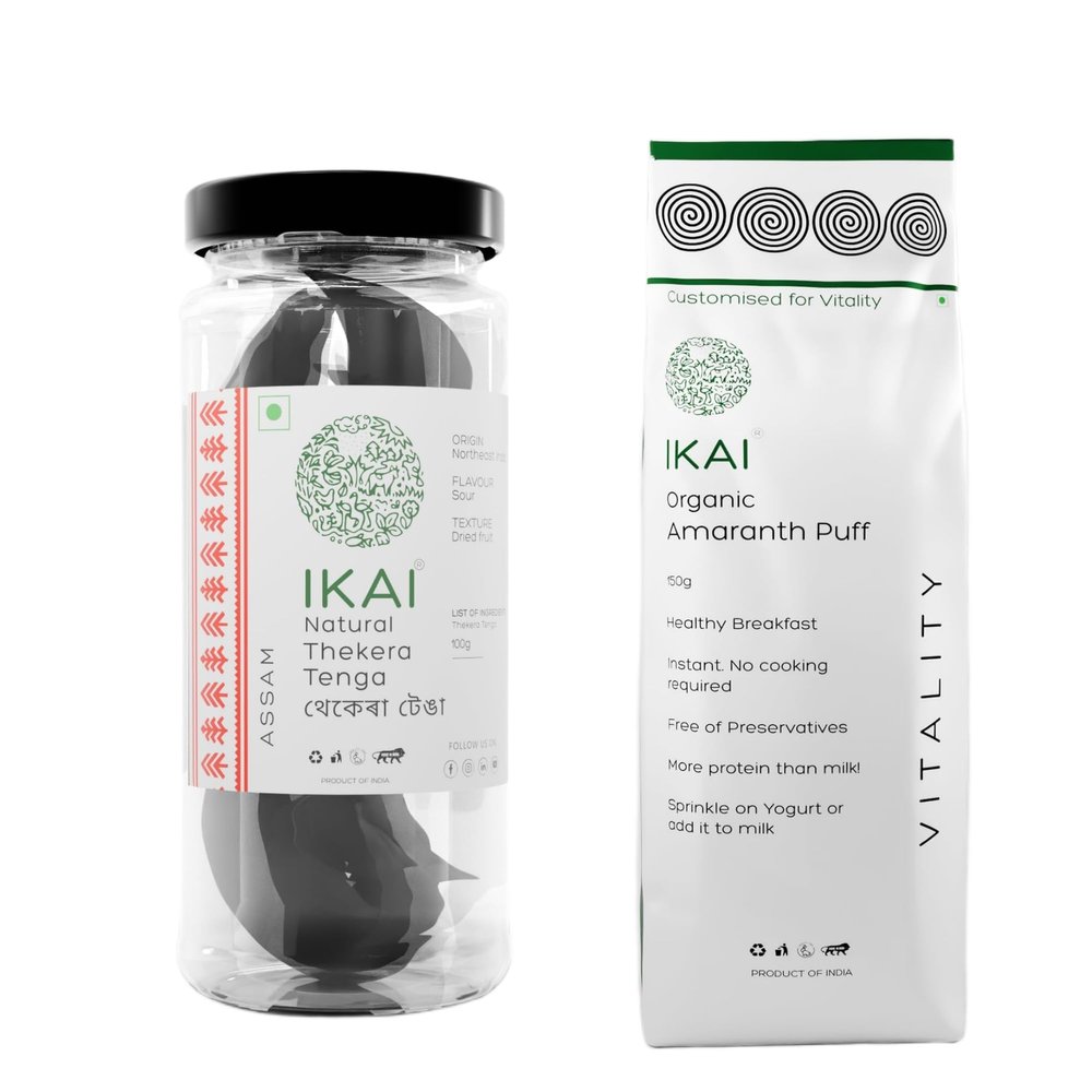 IKAI Organic Natural Thekera Tenga + Organic Amaranth Puff (Combo Pack)