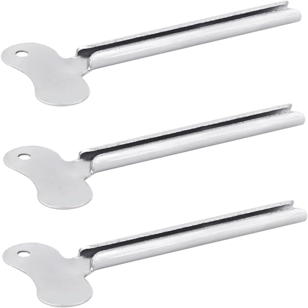 3 Pcs Silvery Metal Tube Squeezer Keys, Toothpaste Metal Hair Dye Color Key Roller Dispenser Tool Durable Processingl, Daily Living Tube Squeezing Aids