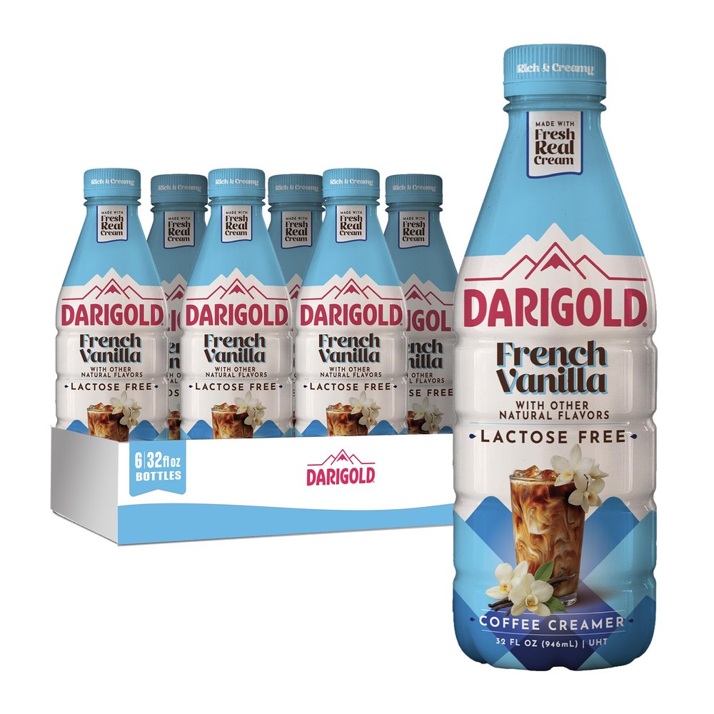 Darigold Lactose Free French Vanilla Coffee Creamer - UHT Pasteurized, Gluten Free, Kosher, rbST Free French Vanilla Creamer - Made with No Oils & Fresh, Real Cream - French Vanilla, 32oz (6 Pack)