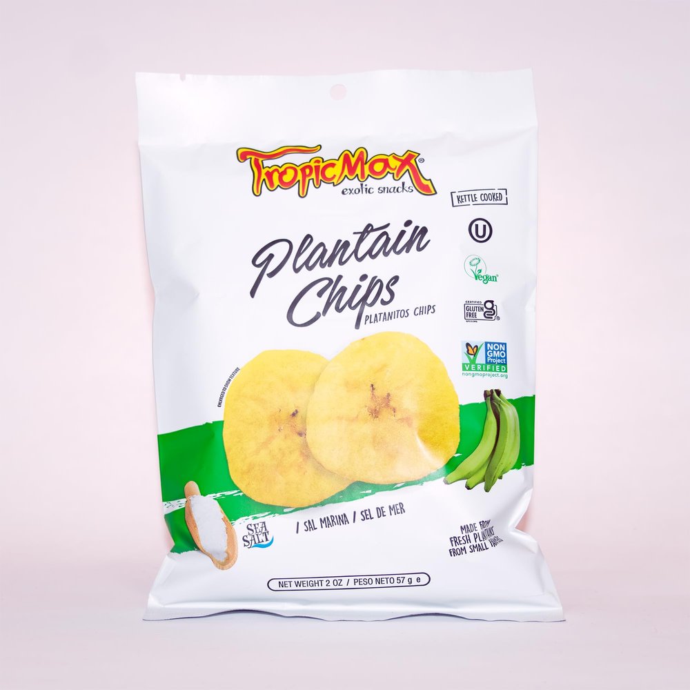TropicMax Pack of 24 bag of Plantain Chips salted 2 oz