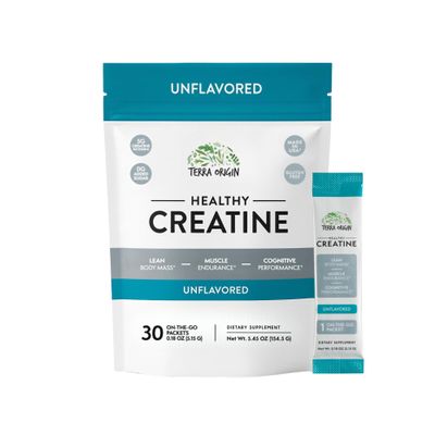 TERRA ORIGIN Healthy Creatine Micronized Monohydrate Powder | 30 Stick Packs | Support for Muscle and Cognitive Performance* | Supplement for Women and Men | Unflavored, Gluten Free, Zero Sugar