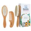 Baby Hair Brush Set for Newborns & Toddlers - Baby Brush and Comb Set - Ultra Soft Goat Hair Bristles, Perfect for Cradle Cap, Newborn Showers & Registries Gift, Comb Brush for Girls & Boys (Walnut) view 1