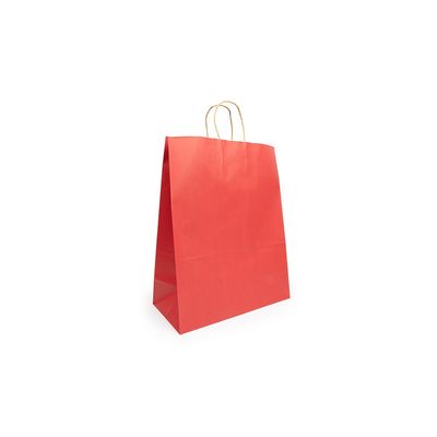 ClearBags Red Kraft Paper Merchandise Handle Bags with Twisted Paper Handles, 4 3/4" x 2 15/16" x 6 1/2" Small Retail Gift & Party Favor Bags, Pack of 50 | GMB1R