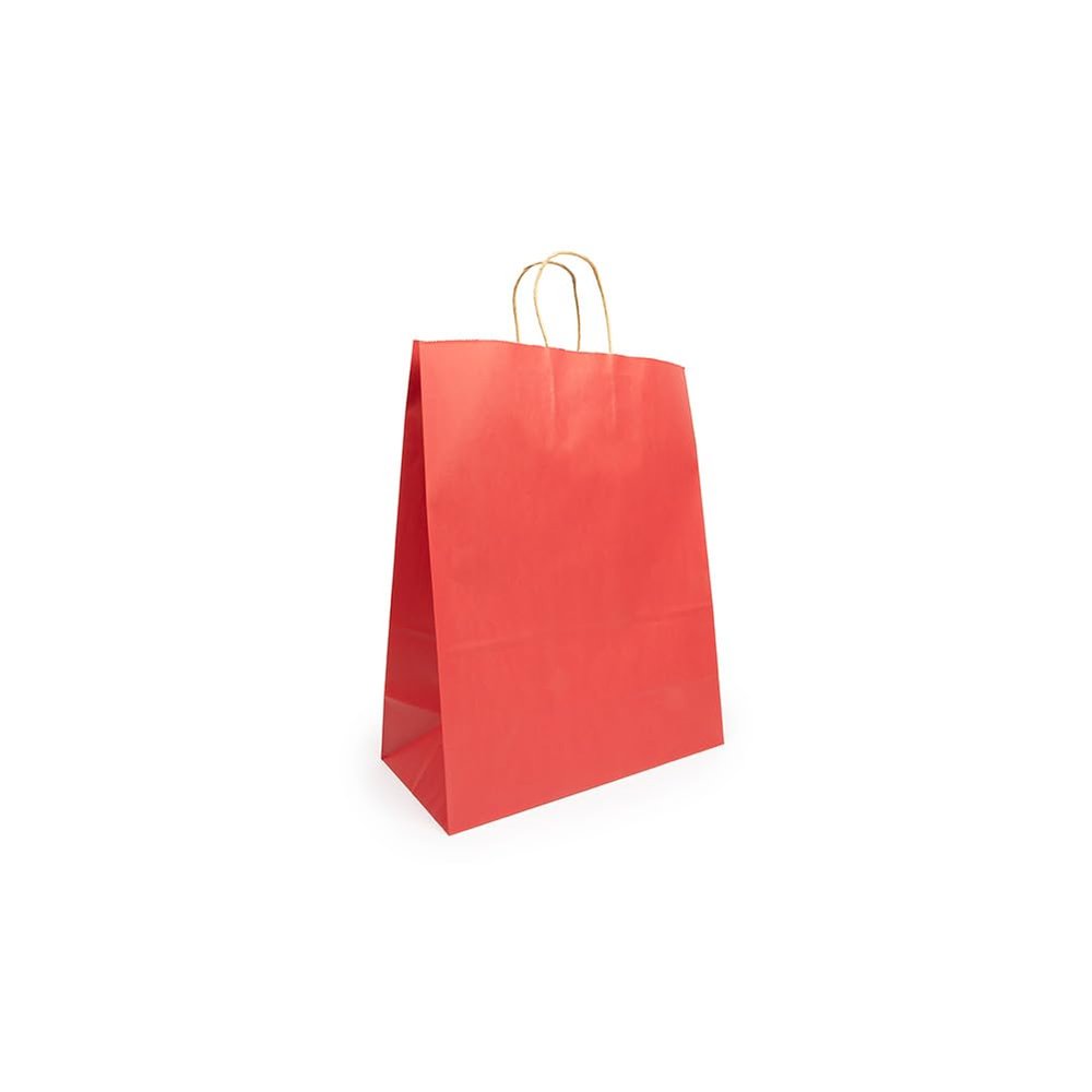 ClearBags Red Kraft Paper Merchandise Handle Bags with Twisted Paper Handles, 4 3/4" x 2 15/16" x 6 1/2" Small Retail Gift & Party Favor Bags, Pack of 50 | GMB1R