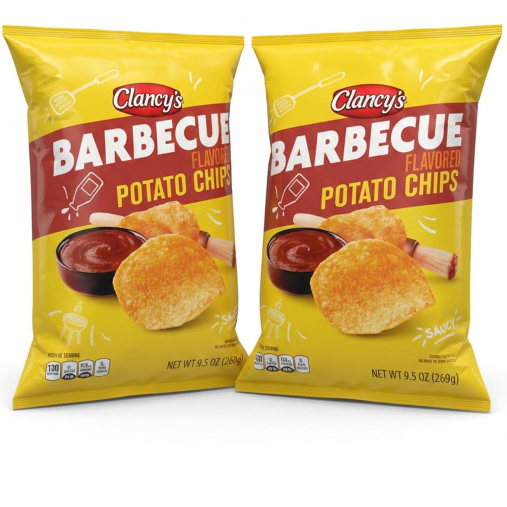 Clancys Barbecue Potato Chips 9.5 oz (2-Pack) | Bold Smoky BBQ Flavor | Crunchy Kettle-Style Snack | Perfect for Parties, Lunches & On-the-Go Snacking | Family Size Value Pack