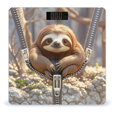 Sloth on Zipper Scale for Body Weight Digital Bathroom Scale Toughened Glass High Precision Scales for Body Weight with Large LCD Backlight Display Weight Scales