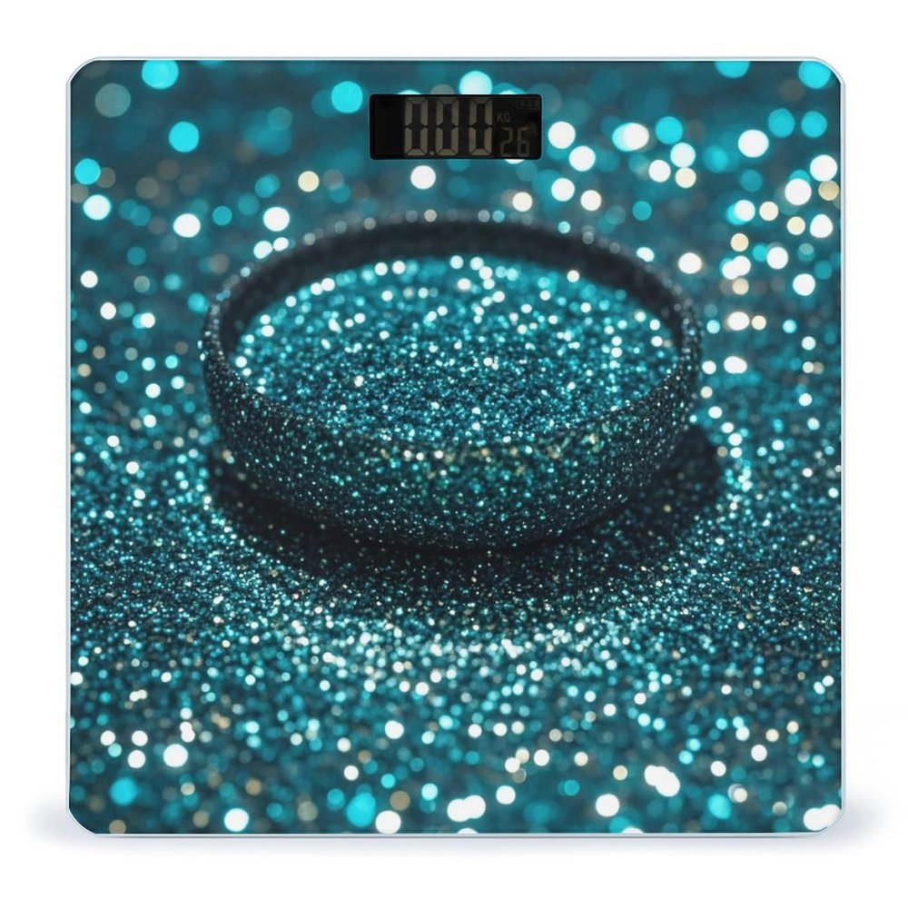 Teal Glitter Scale for Body Weight Digital Bathroom Scale Toughened Glass High Precision Scales for Body Weight with Large LCD Backlight Display Weight Scales