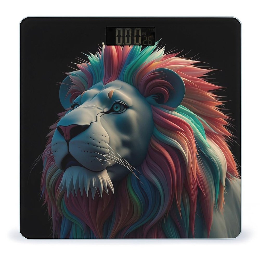 Abstract 3D Art Lion Scale for Body Weight Digital Bathroom Scale Toughened Glass High Precision Scales for Body Weight with Large LCD Backlight Display Weight Scales