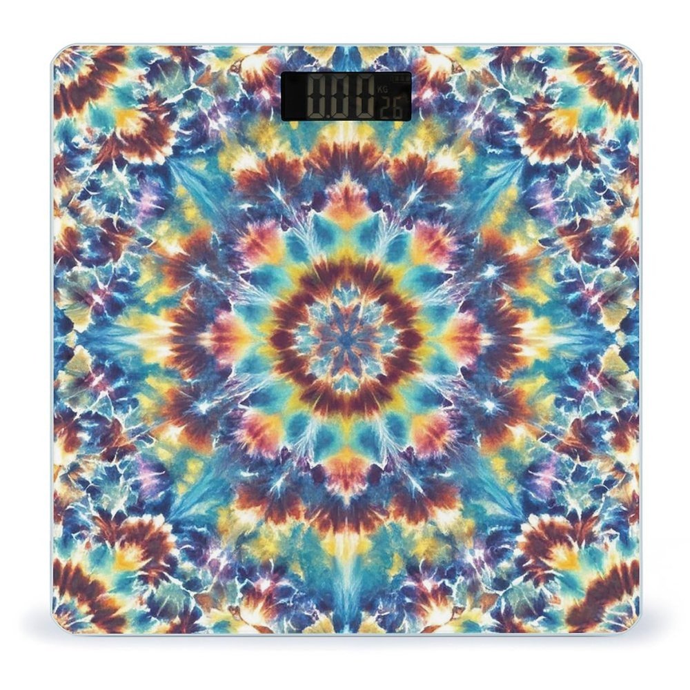 Tie Dye Pattern Scale for Body Weight Digital Bathroom Scale Toughened Glass High Precision Scales for Body Weight with Large LCD Backlight Display Weight Scales