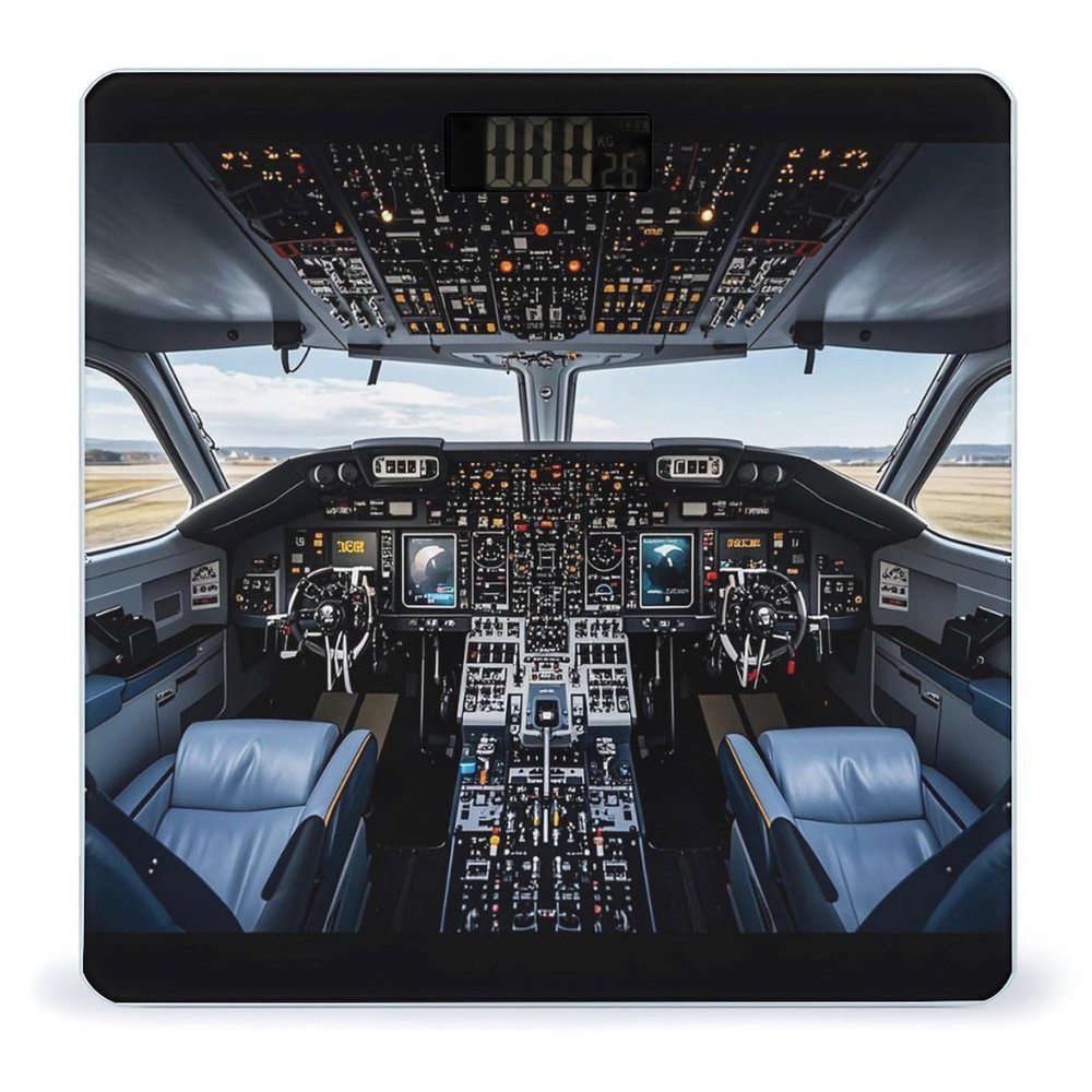 Airplane Cockpit Scale for Body Weight Digital Bathroom Scale Toughened Glass High Precision Scales for Body Weight with Large LCD Backlight Display Weight Scales