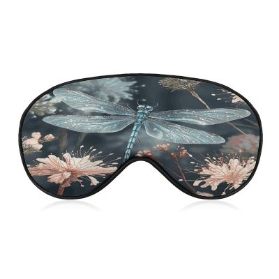 Dragonfly Flower Sleeping Mask Sleep Mask for Side Sleeper Relaxing Zero Pressure Night Blindfold Light Block-Out Eye Mask for Sleep with Easy Adjustable Strap