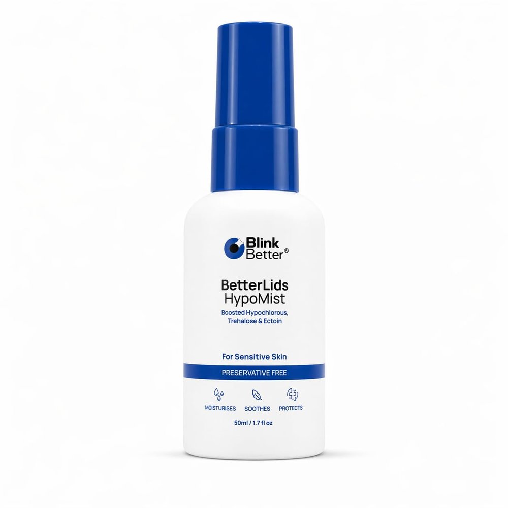 BlinkBetter BetterLids Boosted Hypochlorous Acid Eyelid Spray Gentle Non-Sting Eyelid Cleanser Mist with Ectoin & Trehalose for Blepharitis, Dry and Itchy Lids Daily Lid Hygiene Eye Spray, 50 ml