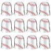 Hxezoc 12 Pieces Baseball Drawstring Bags Party Favor Goodie Bags Treat Candy Bags Sports Reusable Waterproof Backpack for Baseball Theme Birthday Party Decoration Supplies view 1