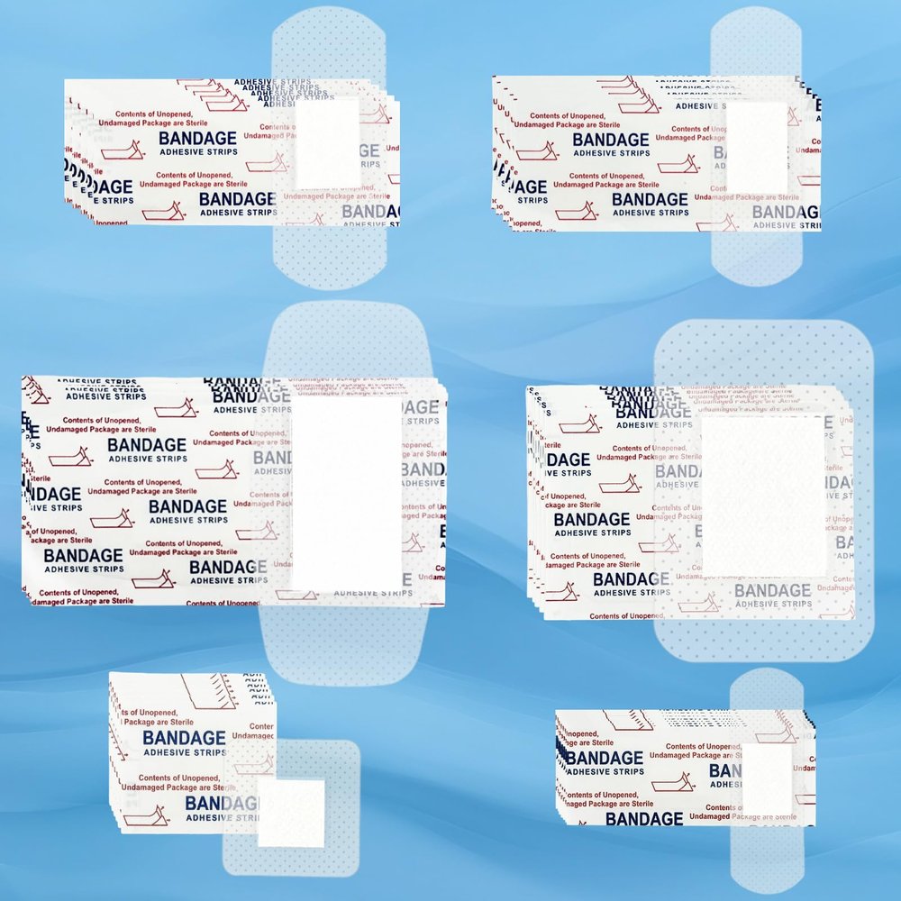 150pcs Waterproof Clear Bandages, Covers and Protects, Clear Adhesive Bandages for First-Aid, Wound Care, Fingers, Knees and Heels, Against Water, Dirt, and Germs, 6 Assorted Sizes