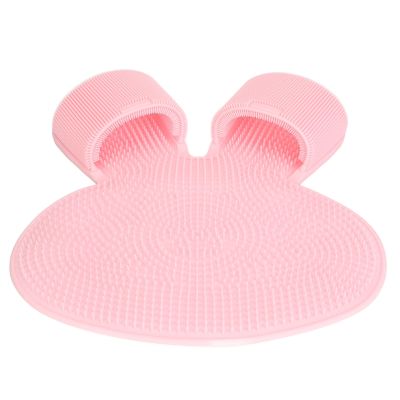 Agatige Foot Shower Scrubber, Strong Suction Cups Anti Slip Foot Massage Mat Feet Washer for Men or Women (Pink)