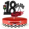 1 Pack Race Car Happy 18th Birthday Cake Topper Glitter Traffic Light Racing Car Checkered Flag Cake Pick for Racing Theme Baby Shower Boys Girls Kids 18th Birthday Party Cake Decorations Supplies view 1