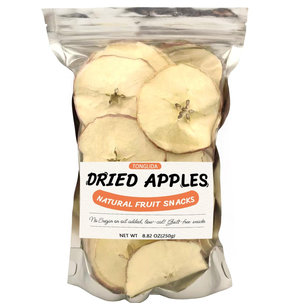 Apple Slices, Dried Apples, 250g, Resealable Bag-Natural, Farm Fresh, No Added Sugar, Nutritious Low-Calorie Snacks, Fruit Pie Filling, Dehydrated Fruit Snacks, for Cereal, Yogurt, Cake, Cookies