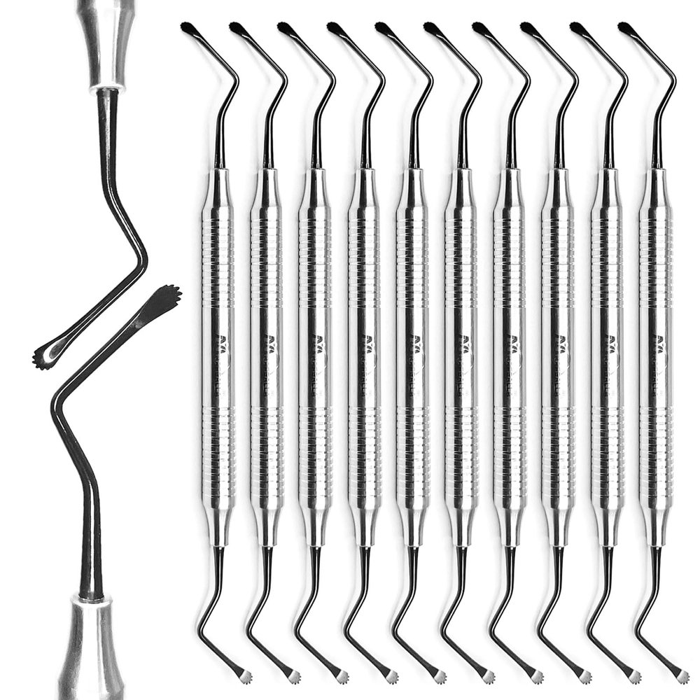 10 Pcs Dental Lucas Curettes 4mm Serrated Spoon | Periodontal Bone Curette Instrument | Stainless Steel
