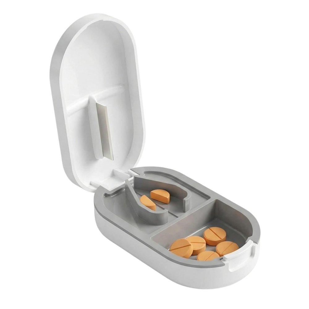 1-Piece Professional Pill Cutter Splitter, Precision Tool for Small Pills, Compact Pill Accessory, Ideal for Cutting Tiny & Large Tablets (White)