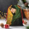 Hayyett Mother Mary Green Cloak Golden Halo Soft Velvet Christmas Drawstring Bag Reusable Wrapping Sack Xmas Party Present Bag view 2