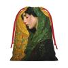 Hayyett Mother Mary Green Cloak Golden Halo Soft Velvet Christmas Drawstring Bag Reusable Wrapping Sack Xmas Party Present Bag view 3