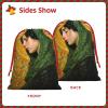 Hayyett Mother Mary Green Cloak Golden Halo Soft Velvet Christmas Drawstring Bag Reusable Wrapping Sack Xmas Party Present Bag view 4