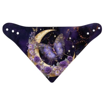 Jrysaedy Moon Butterfly 3 Pieces Soft Drooling Snap Bibs, White Dot Gray Unisex Adult Bibs for Elderly Women Men, Reusable Dining Clothing Protector for Accidental Spills Drools