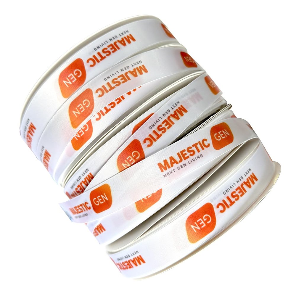 10-50-100Yards Satin Ribbons for Custom Logos, Business Custom Ribbon, Corporate Image Ribbon (10 Yards, 25mm Width)