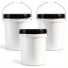 DEMORA 5 Gallon Food Grade Bucket with Easy Open & Close Screw Lid, Heavy Duty Plastic Pails Containers with Metal Handle for Food Storage, BPA Free (Black Lid, 3 Pack) view 1