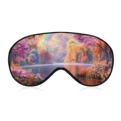 Lake Swans Rainbow Funny Eye Mask Light Blocking Sleeping Eyeshade for Women Men Travel Sleeping Gifts