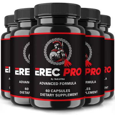 (5 Pack) ErecPro Capsules Erec Pro Premium Energy & Stamina Support | Natural Performance Supplement for Daily Drive & Power | Easy-to-Take Pills & Non-Habit Forming Formula, Official (300 Capsules)