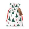 FLONTY Merry Christmas Tree Burlap Gifts Bag Reusable Gifts Pouch Drawstring Tote Mini Packaging with Card Fit Holidays Christmas Birthdays view 1