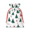 FLONTY Merry Christmas Tree Burlap Gifts Bag Reusable Gifts Pouch Drawstring Tote Mini Packaging with Card Fit Holidays Christmas Birthdays view 2