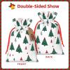 FLONTY Merry Christmas Tree Burlap Gifts Bag Reusable Gifts Pouch Drawstring Tote Mini Packaging with Card Fit Holidays Christmas Birthdays view 3