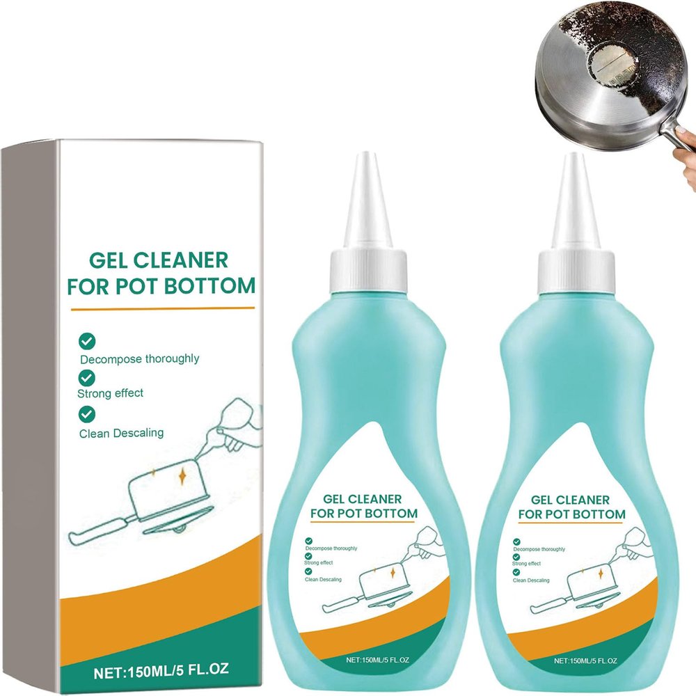 Cookware Bottom Gel Cleaner, Gel Cleaner for Pot Bottom, Pot Base Black Scale Cleaning Gels, Cleaning Gels for Black Pots Base, Stainless Steel Cookware Cleaners (2pcs)