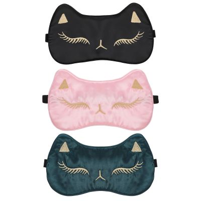 3Pcs Sleep Mask for Kids Cute Cat Sleep Mask for Kids, Silk Sleeping Eye Cover Adjustable Masks Funny Animal Night Eyeshade Cover Soft Comfortable for Women Men Sleeping Travel Nap Party Supplies