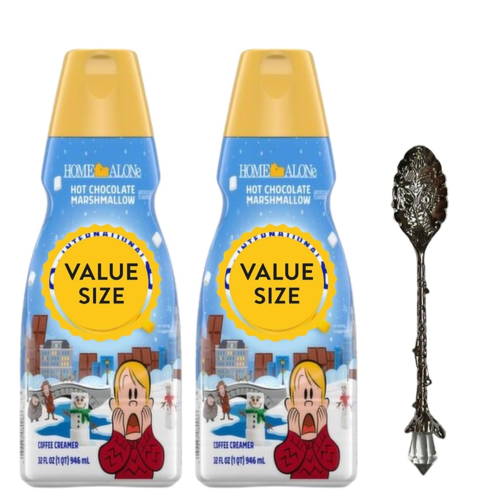 Hot Chocolate Marshmallow Liquid Coffee Creamer, 32 fl oz (Pack of 2) Liquid Non-Dairy Creamer for Coffee, Tea & Cold Brews with Candy Freezer Gem Spoon (Hot Chocolate Marshmallow) Gem Spoon