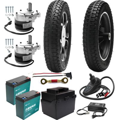 12" Electric Wheelchair Conversion Kit, 24V 250W Dual Motor Set with Joystick & Batteries for DIY Mobility Scooter, Power Wheels