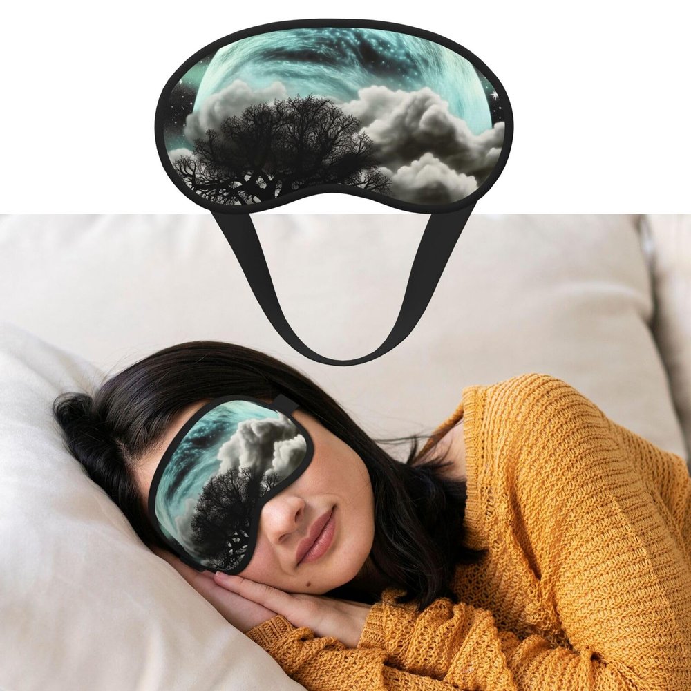 Sleep Mask for Side Sleeper Women Men, Blackout Sleeping Mask Starry Night Black Tree Art Silk Eye Masks Super Soft Breathable Night Blindfold Sleep Eye Cover with Elastic Strap for Travel